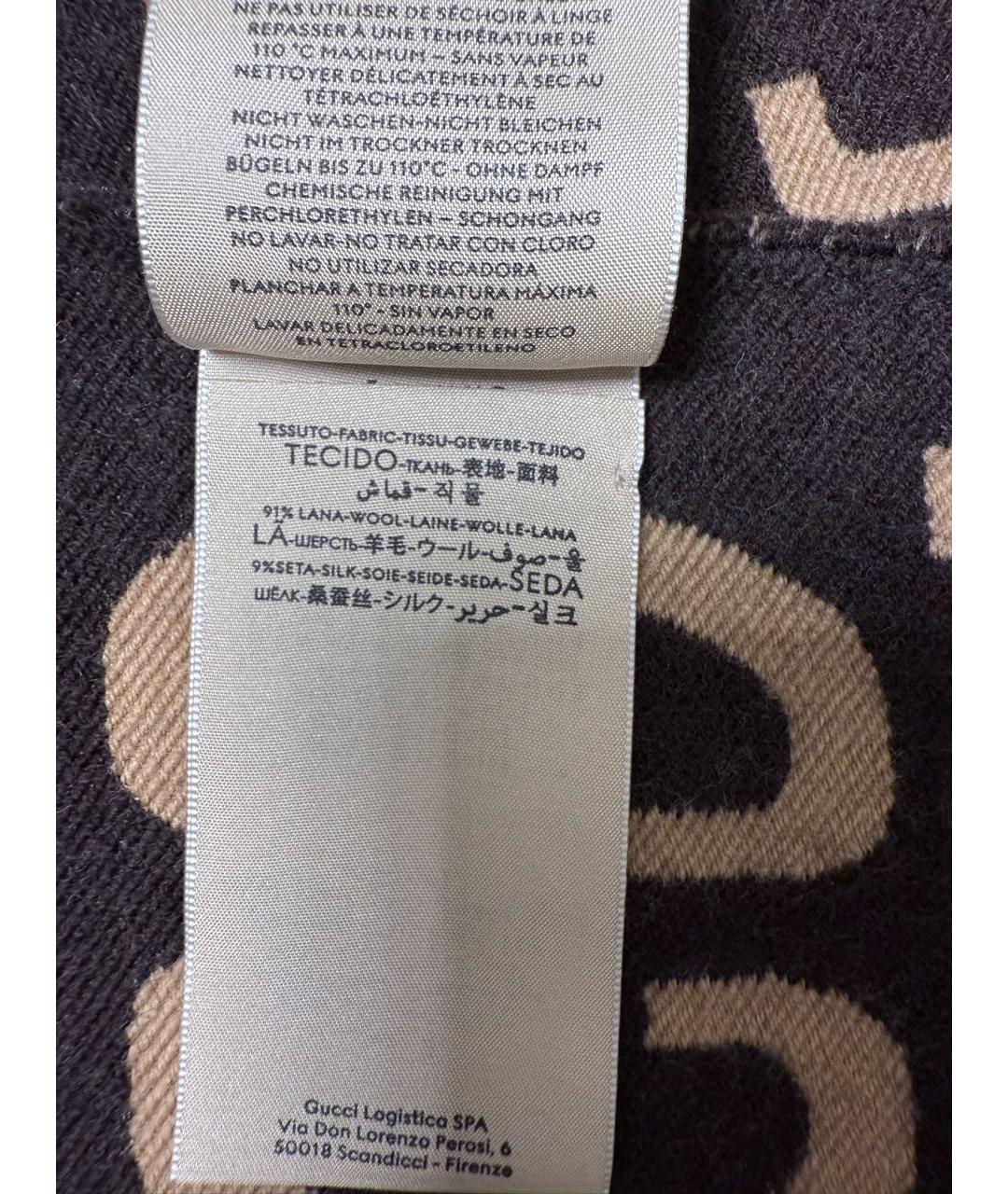 GUCCI Коричневый шерстяной шарф, фото 5