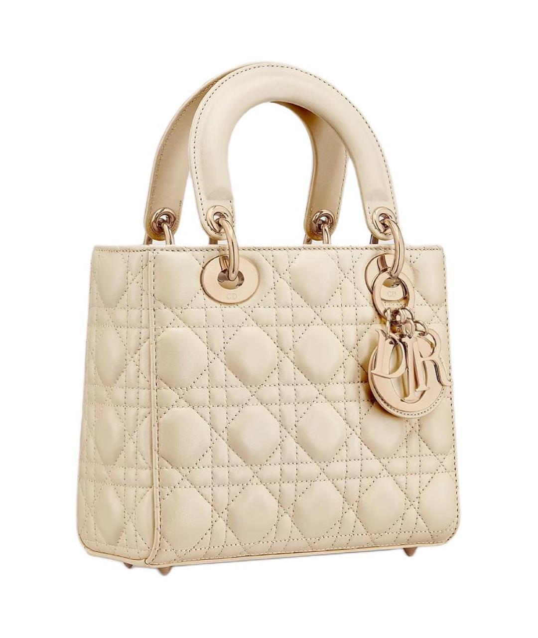 CHRISTIAN DIOR Бежевая кожаная сумка через плечо, фото 3