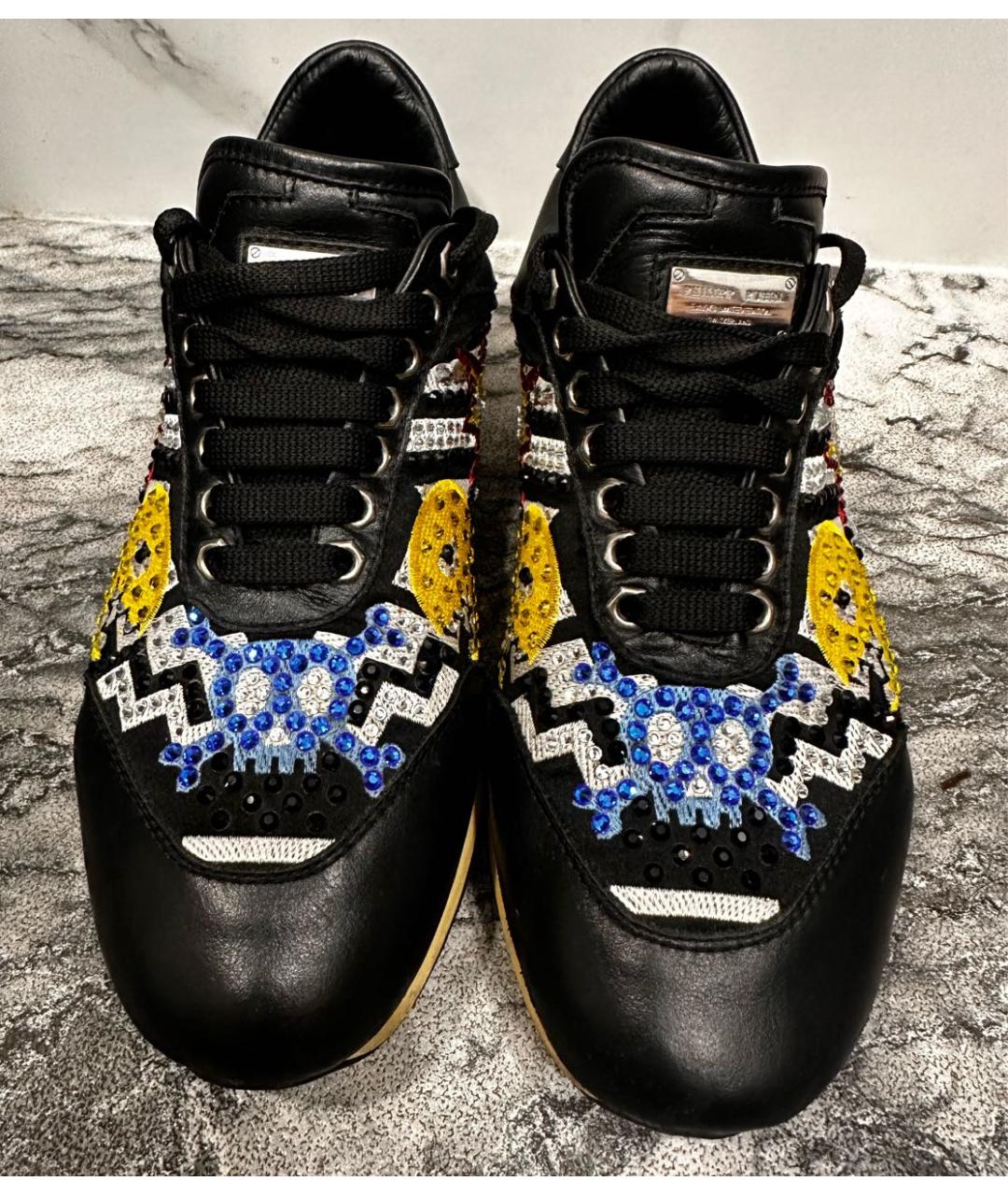 PHILIPP PLEIN Черные кожаные кроссовки, фото 2