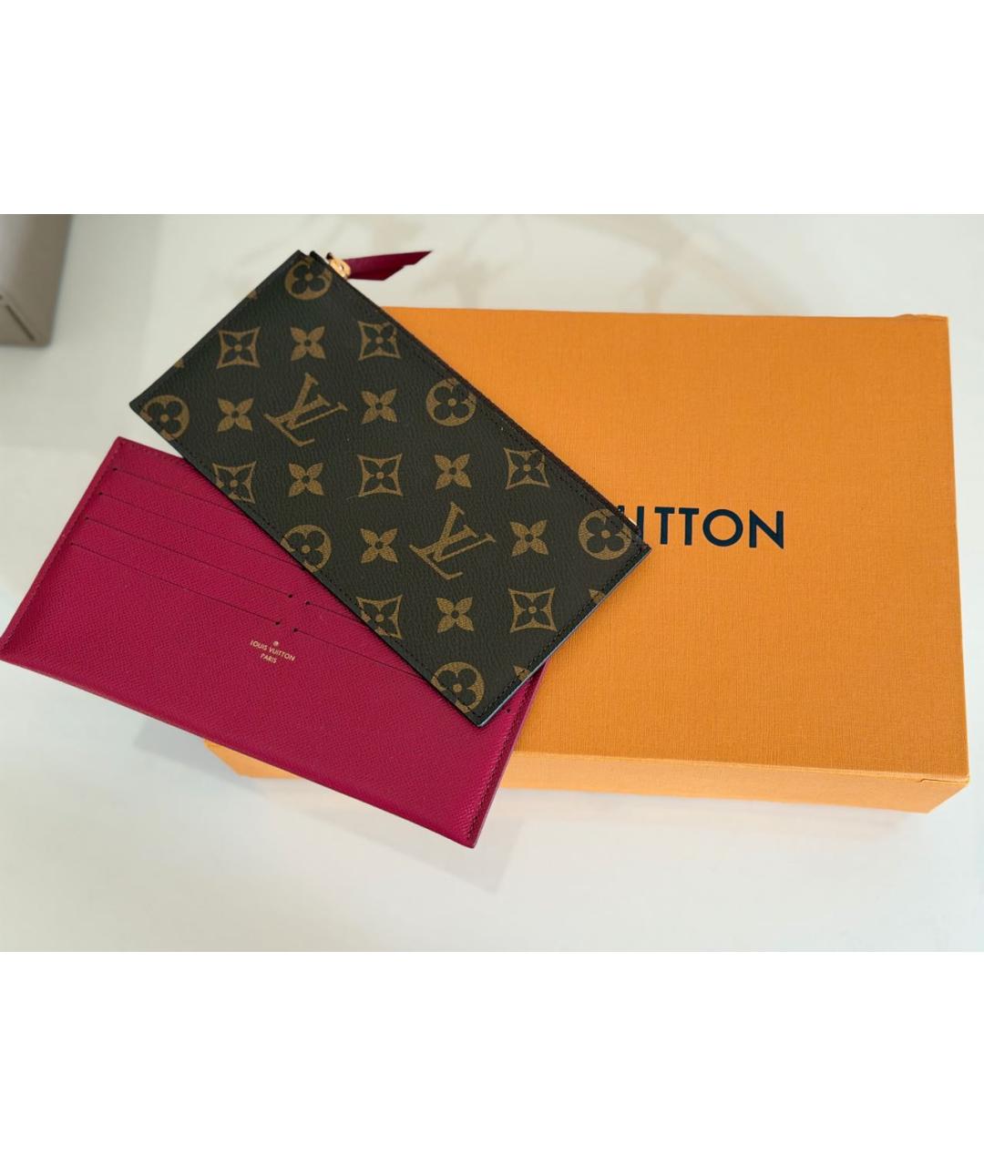 LOUIS VUITTON Коричневый кожаный кошелек, фото 3