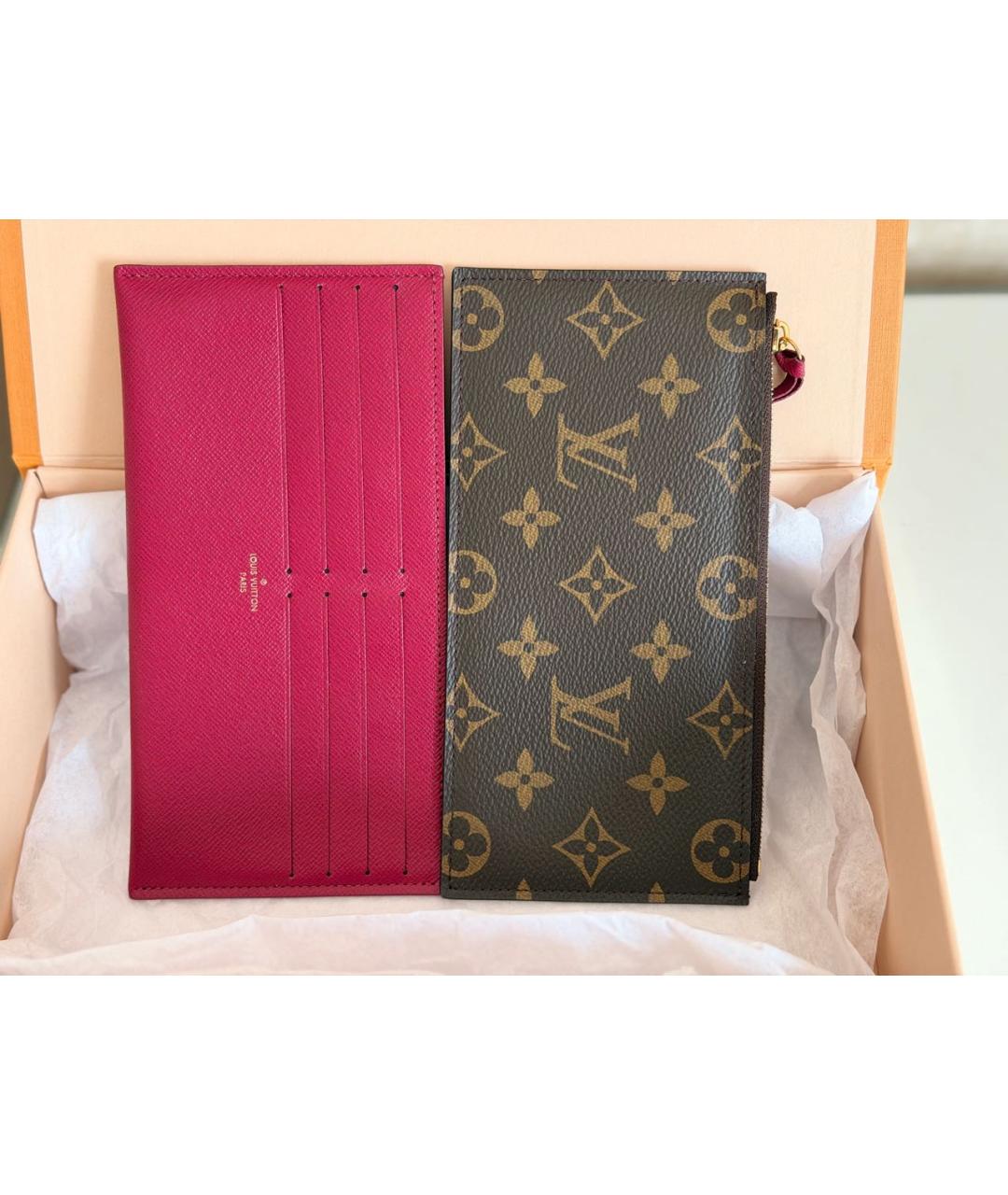 LOUIS VUITTON Коричневый кожаный кошелек, фото 2