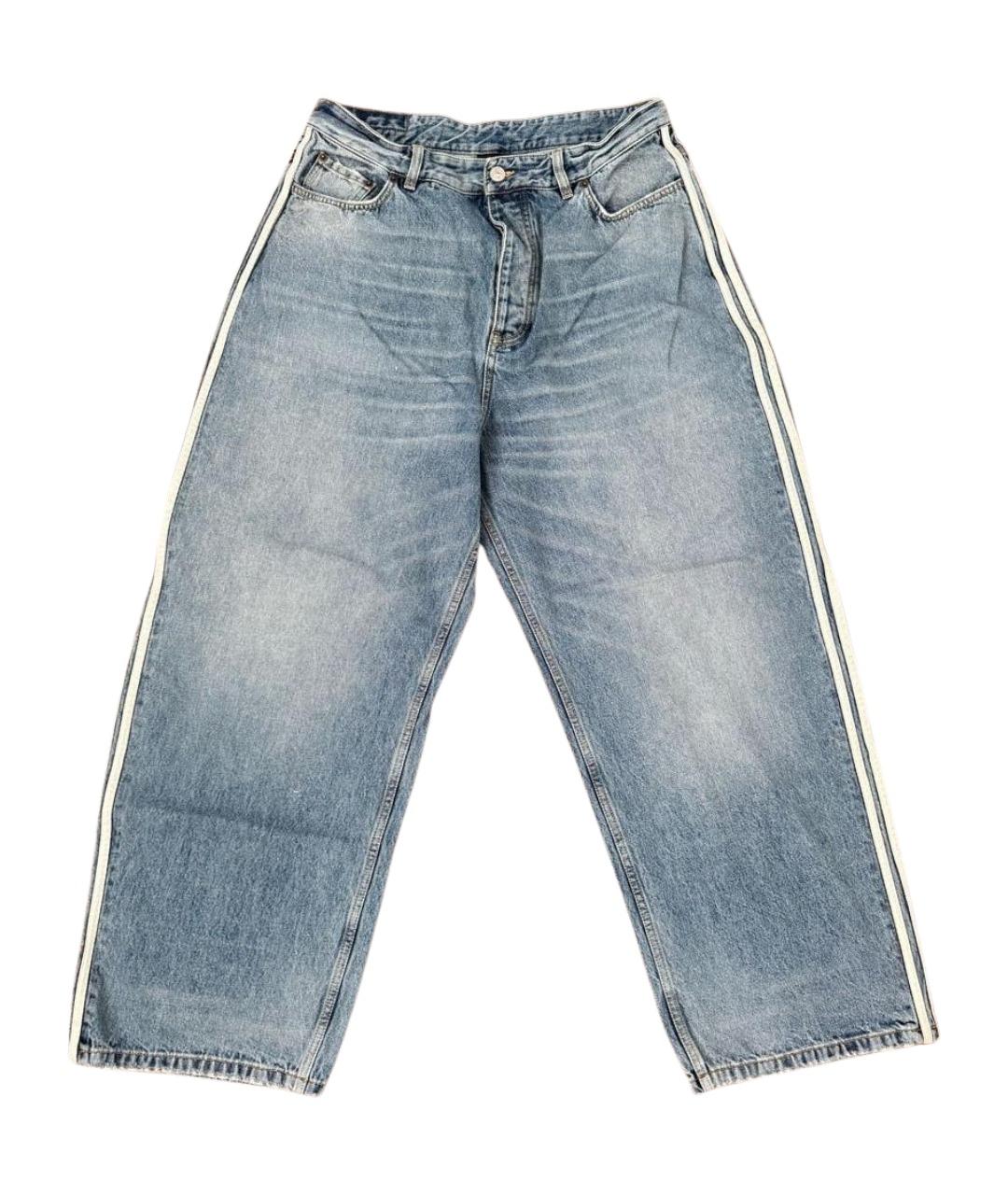 BALENCIAGA Голубые хлопковые прямые джинсы, фото 1