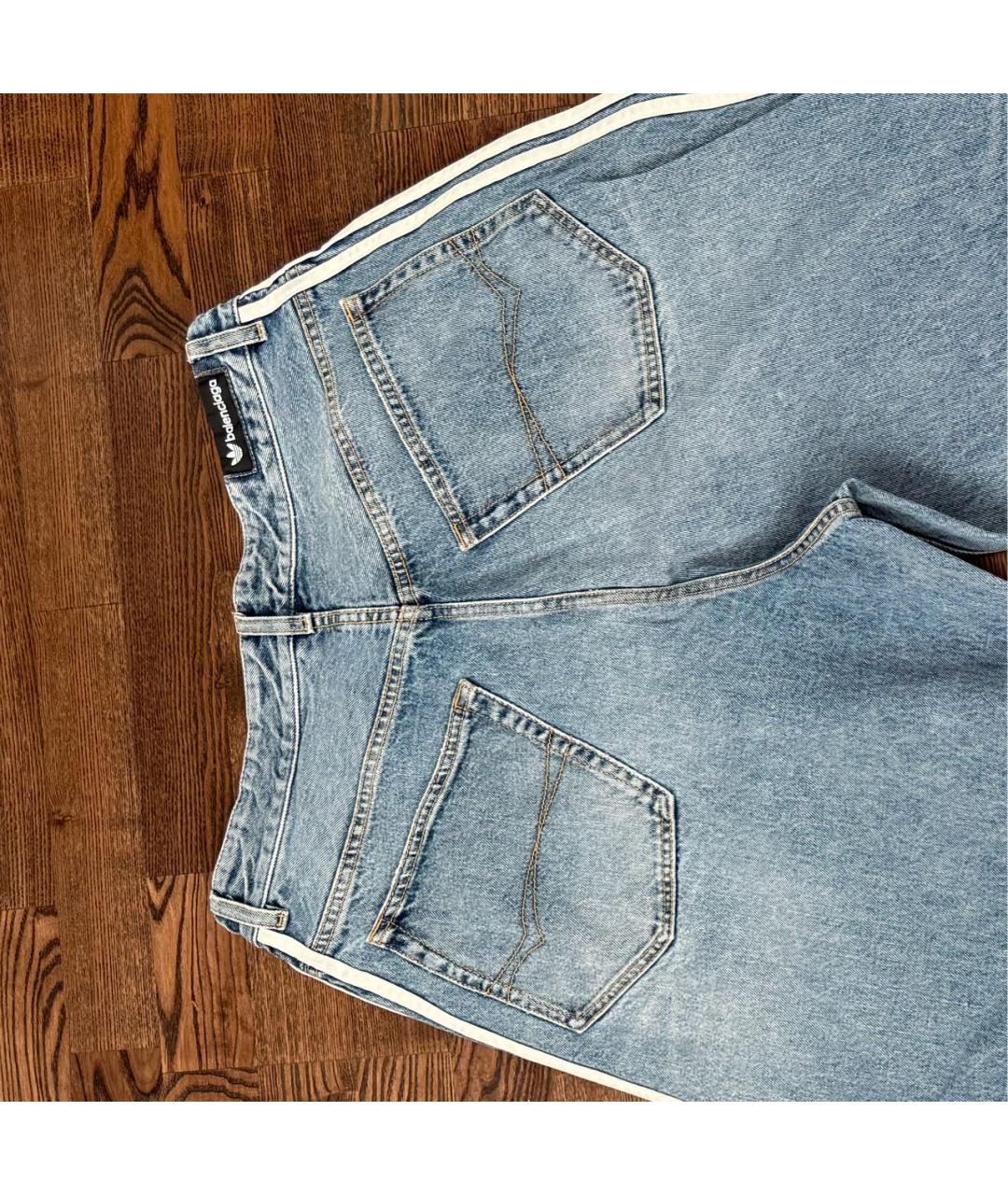 BALENCIAGA Голубые хлопковые прямые джинсы, фото 3