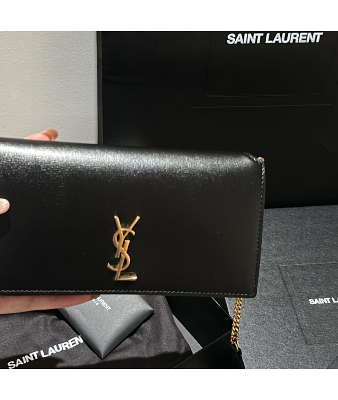 SAINT LAURENT Черная кожаная сумка через плечо, фото 6