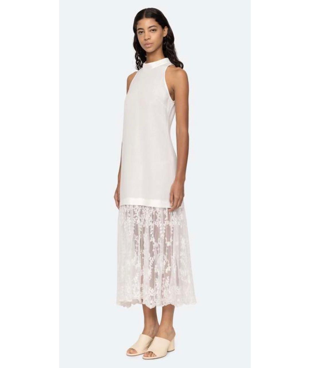 SEA NYC Белое льняное повседневное платье, фото 8