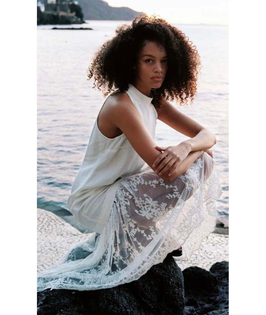 SEA NYC Белое льняное повседневное платье, фото 5