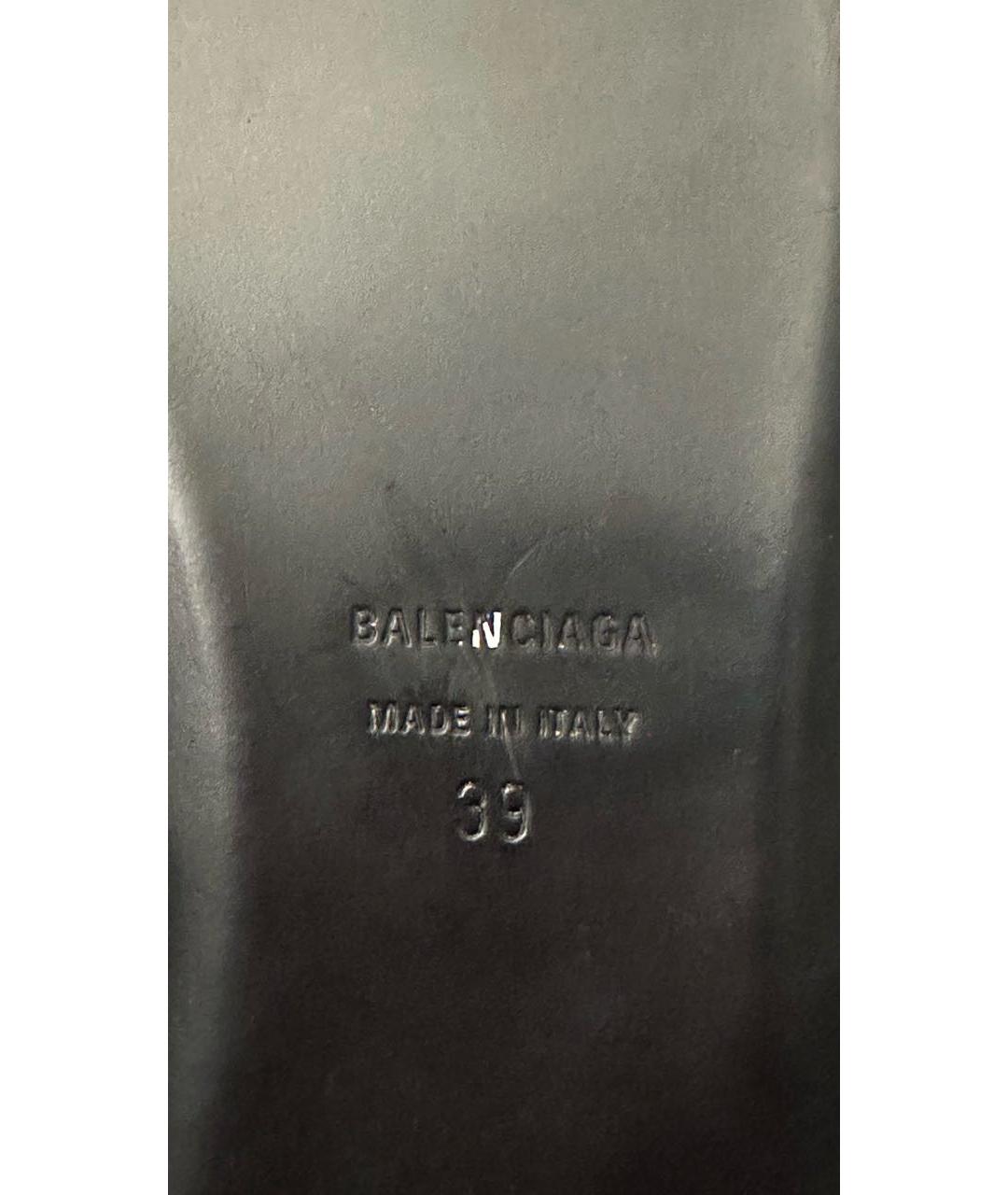 BALENCIAGA Серебряные кожаные шлепанцы, фото 8