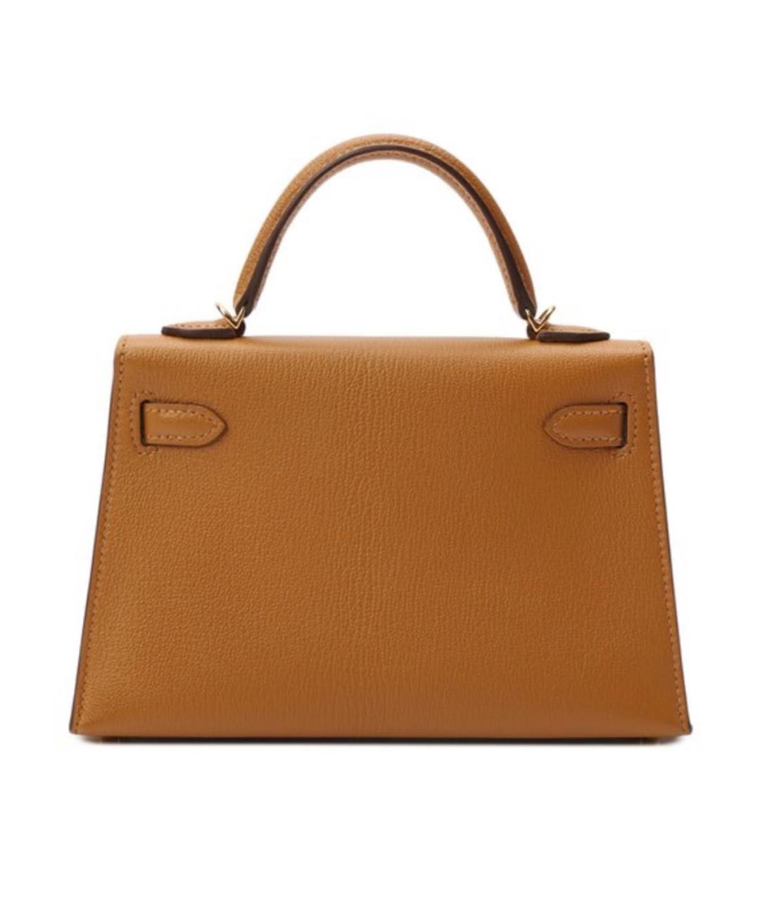 HERMES Коричневая кожаная сумка с короткими ручками, фото 2
