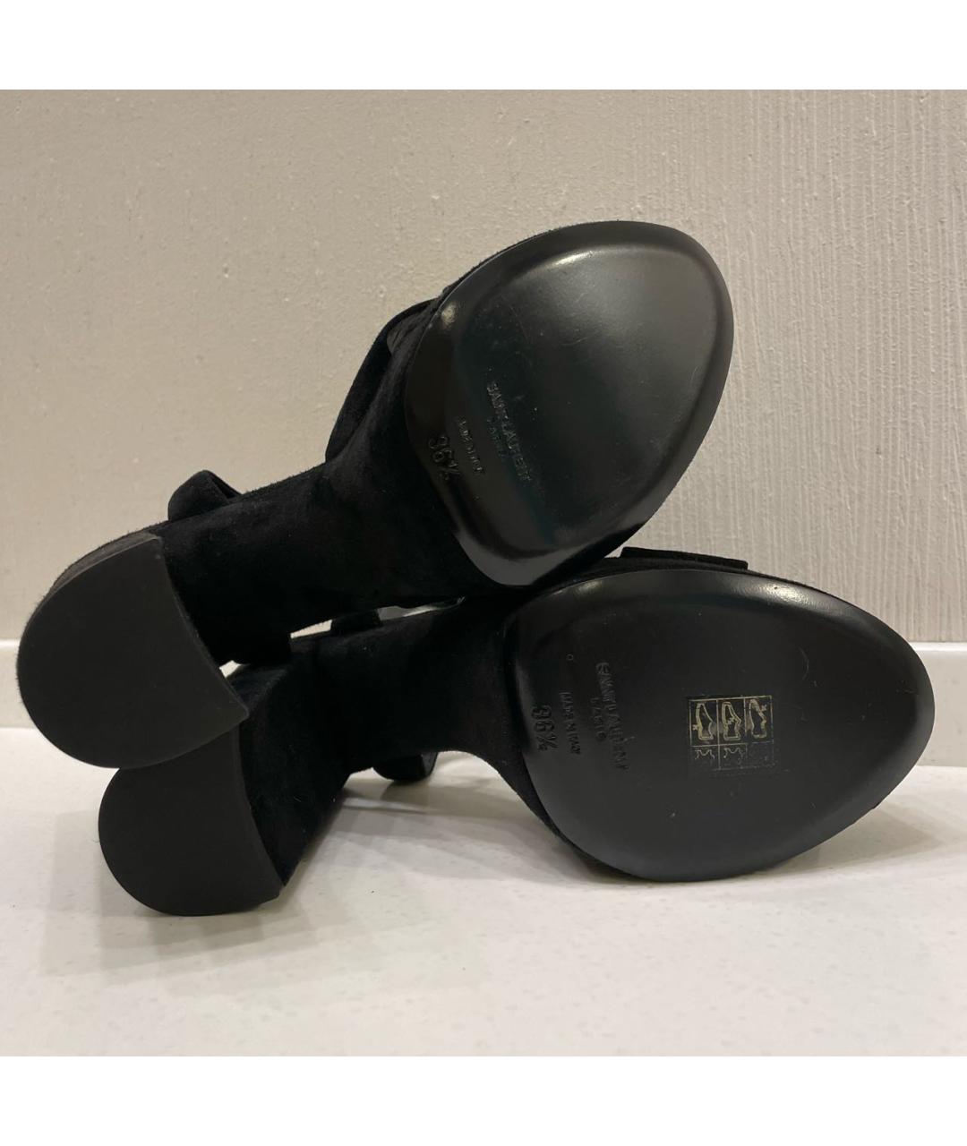 SAINT LAURENT Черные замшевые босоножки, фото 7