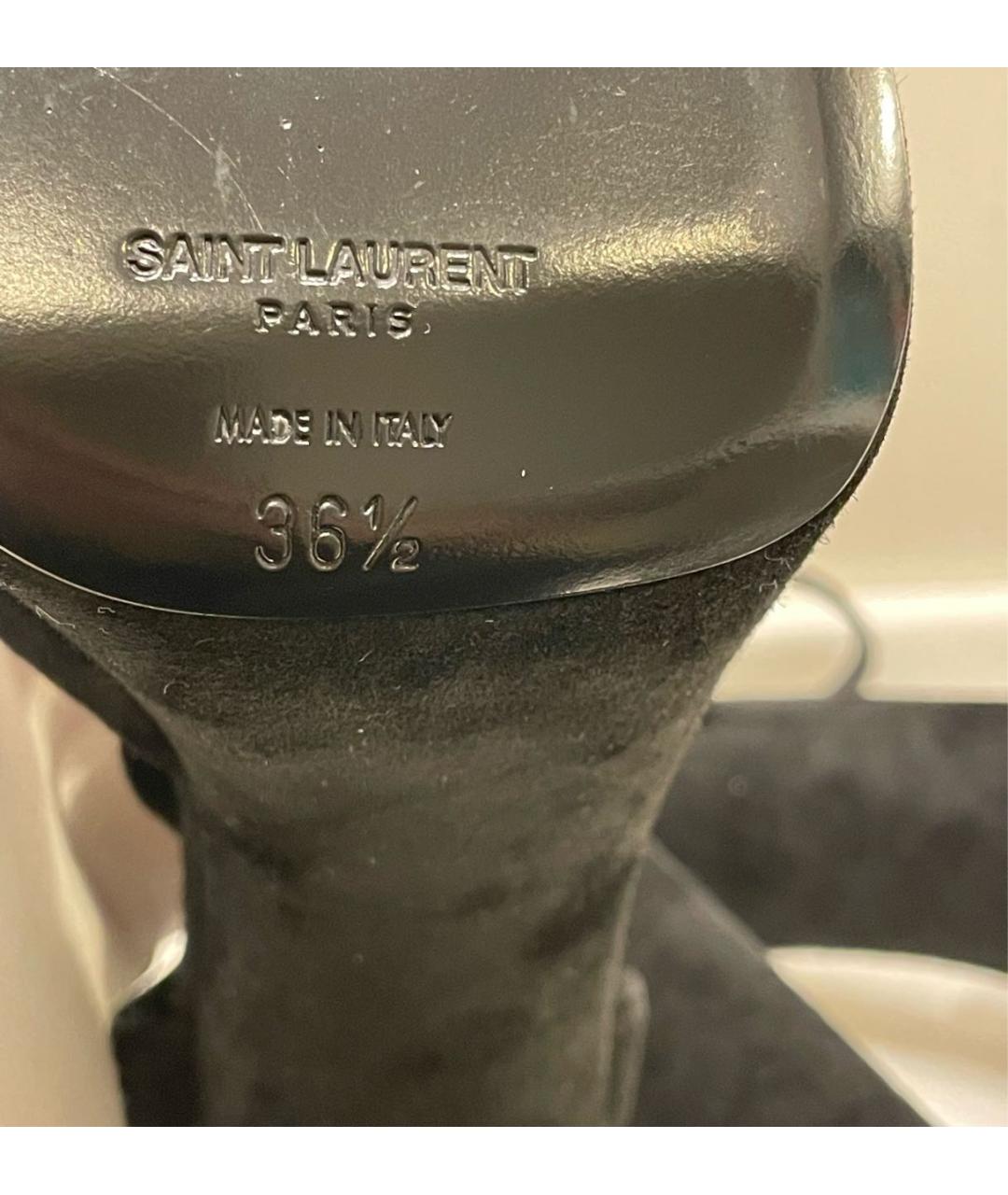 SAINT LAURENT Черные замшевые босоножки, фото 8