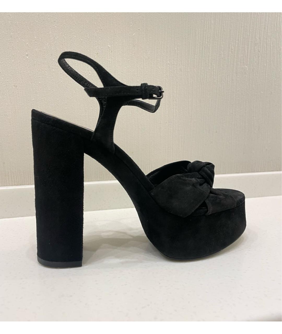 SAINT LAURENT Черные замшевые босоножки, фото 9
