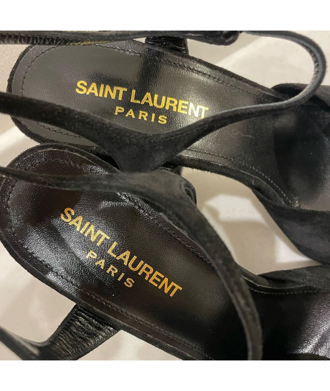 SAINT LAURENT Черные замшевые босоножки, фото 6