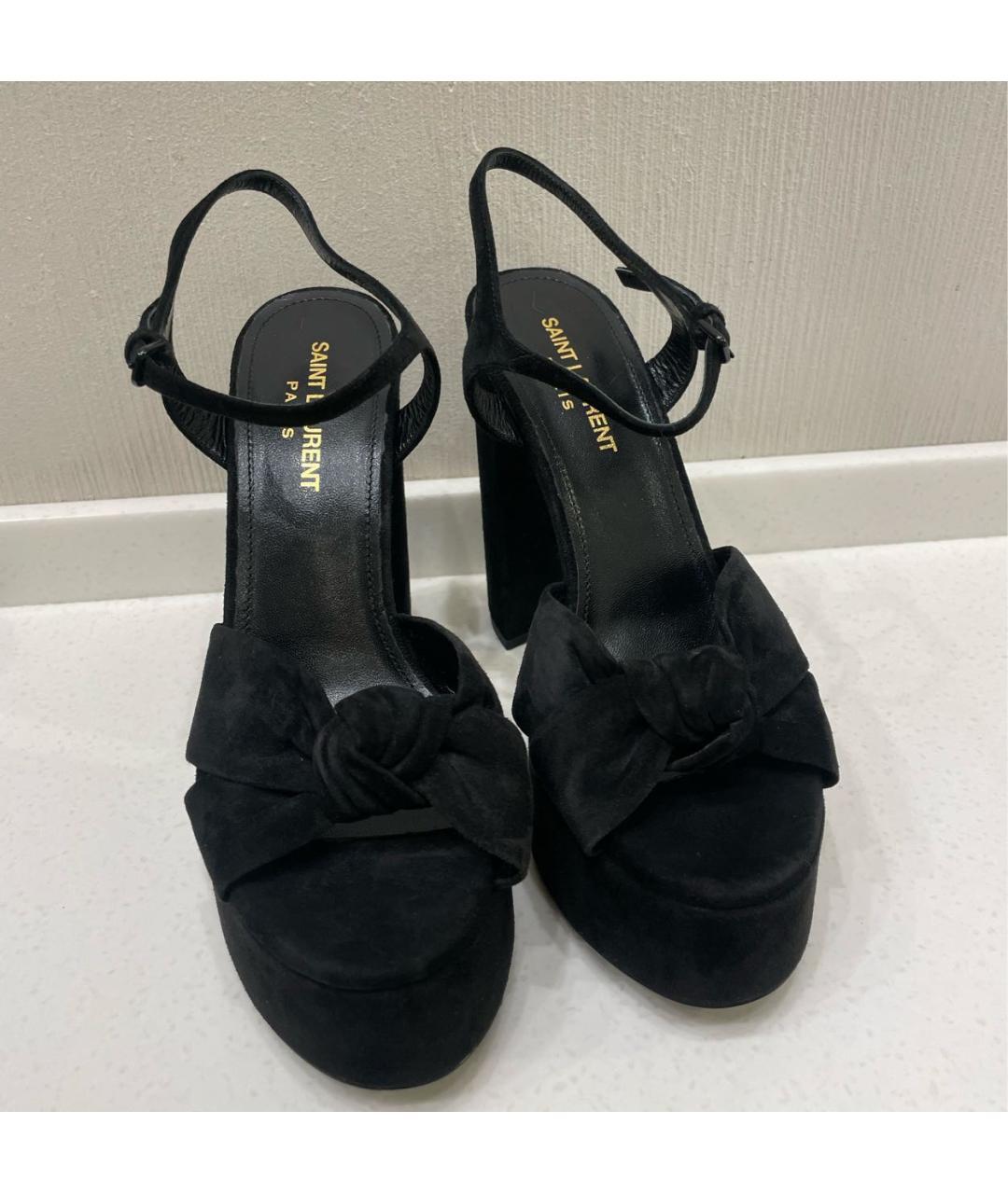 SAINT LAURENT Черные замшевые босоножки, фото 2