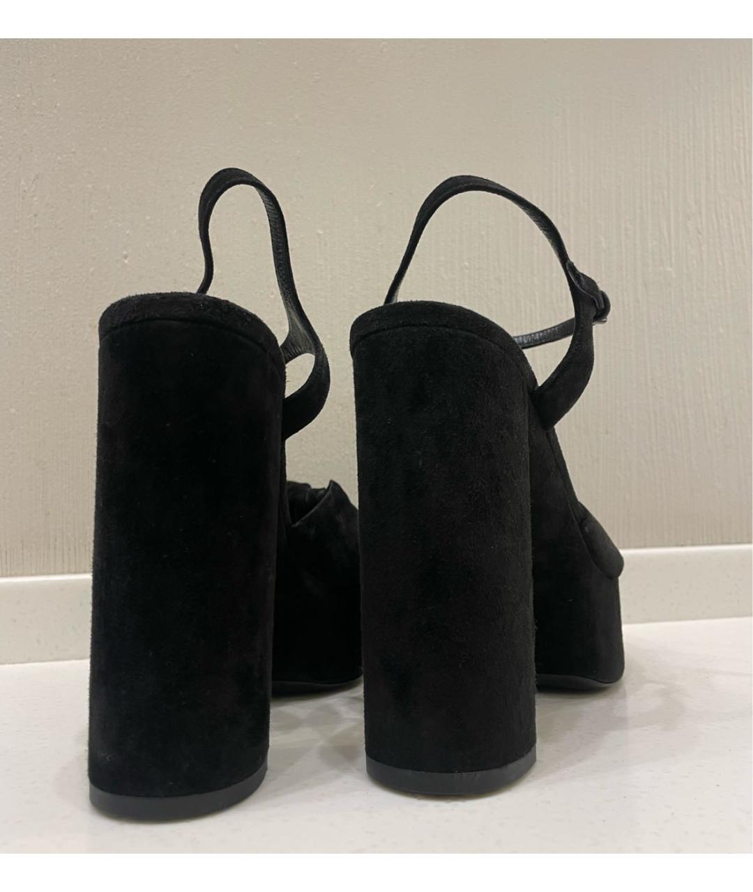 SAINT LAURENT Черные замшевые босоножки, фото 4
