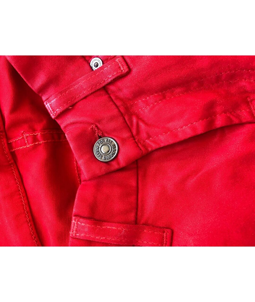 7 FOR ALL MANKIND Красные хлопко-эластановые джинсы слим, фото 6