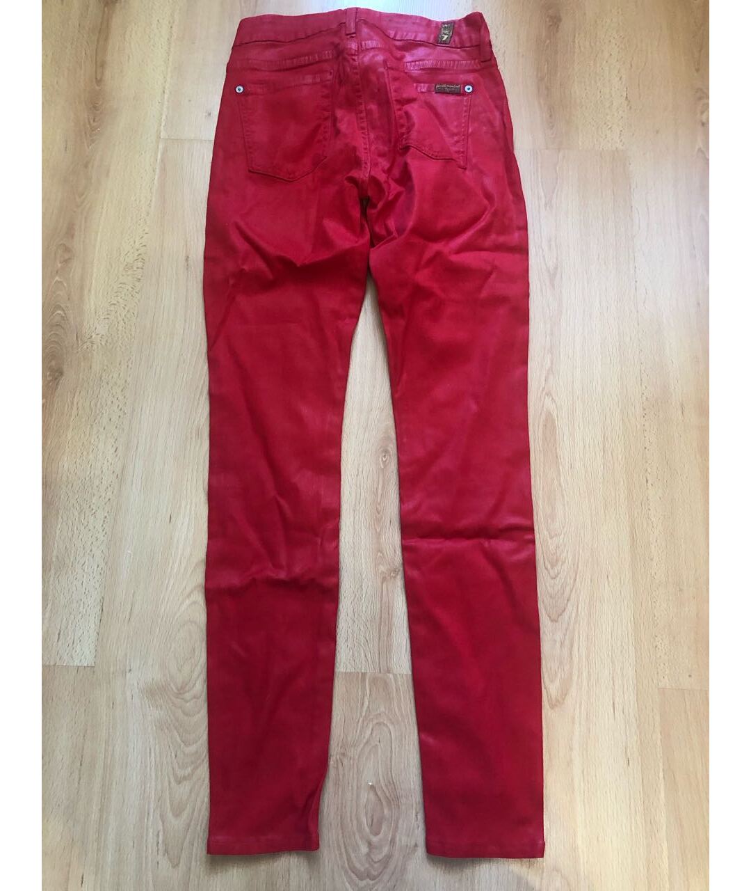 7 FOR ALL MANKIND Красные хлопко-эластановые джинсы слим, фото 2