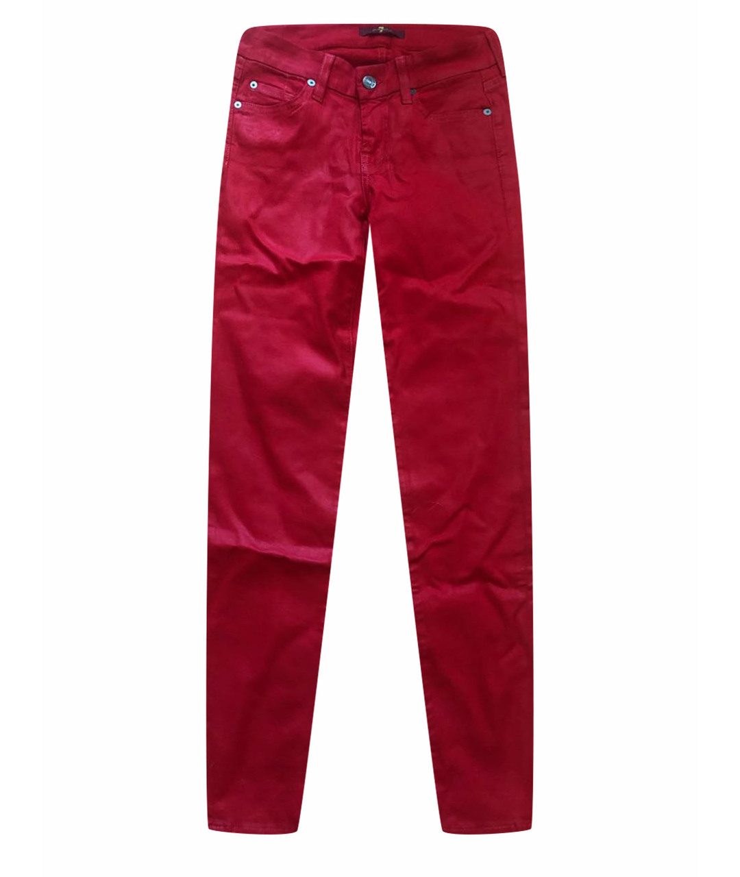 7 FOR ALL MANKIND Красные хлопко-эластановые джинсы слим, фото 1