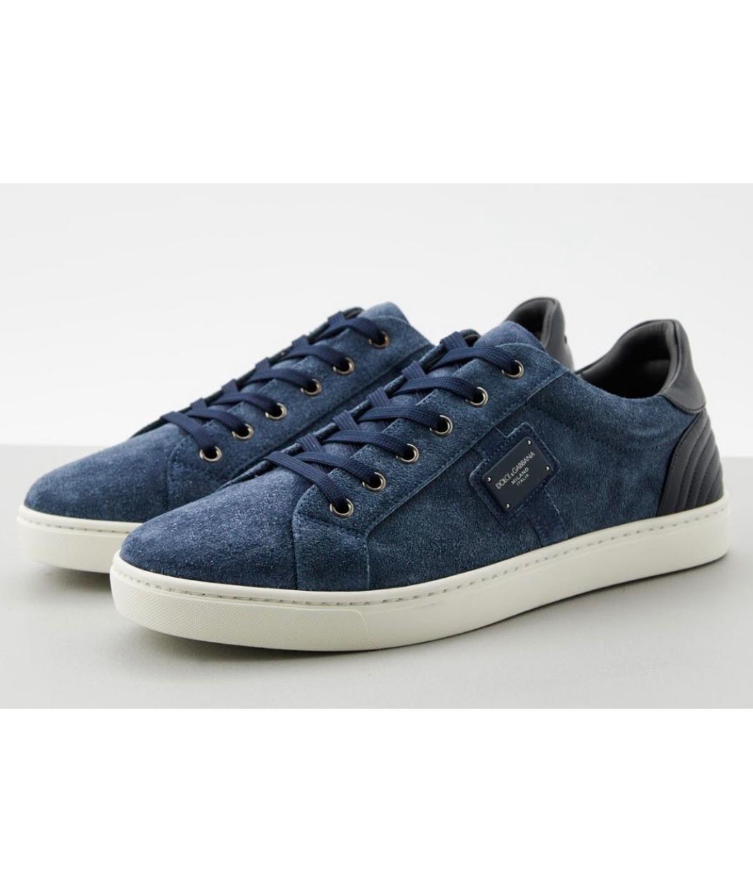 DOLCE&GABBANA Темно-синие замшевые низкие кроссовки / кеды, фото 8