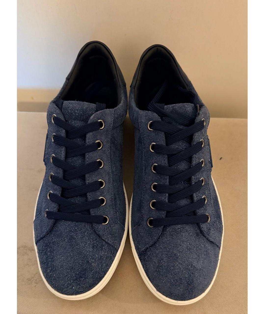 DOLCE&GABBANA Темно-синие замшевые низкие кроссовки / кеды, фото 4
