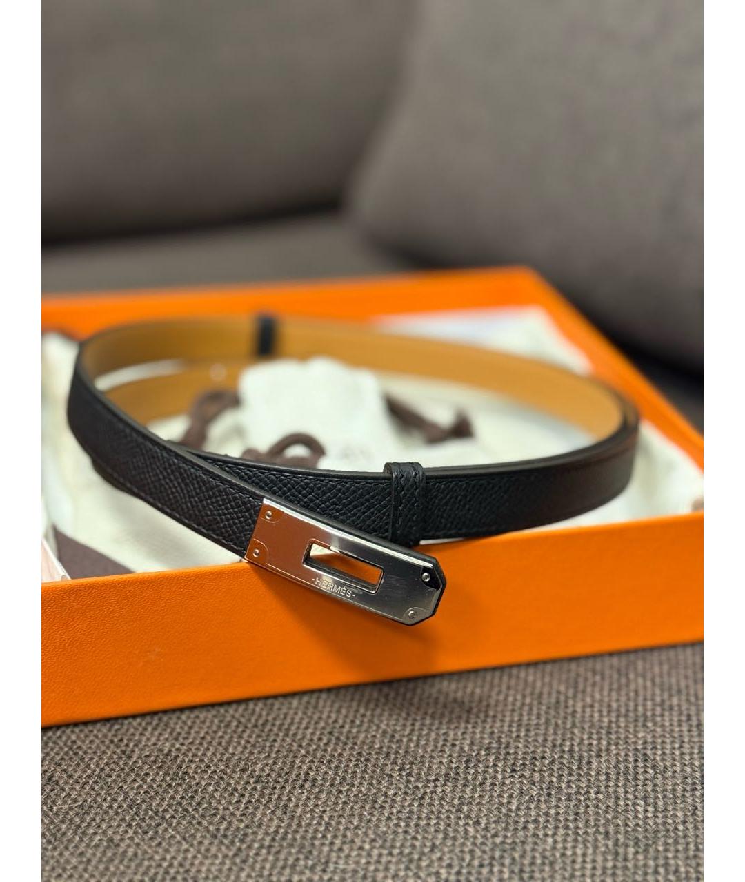 HERMES Черный кожаный ремень, фото 4