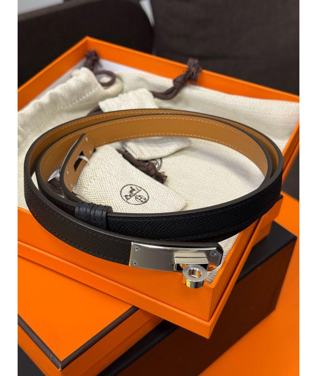 HERMES Черный кожаный ремень, фото 5