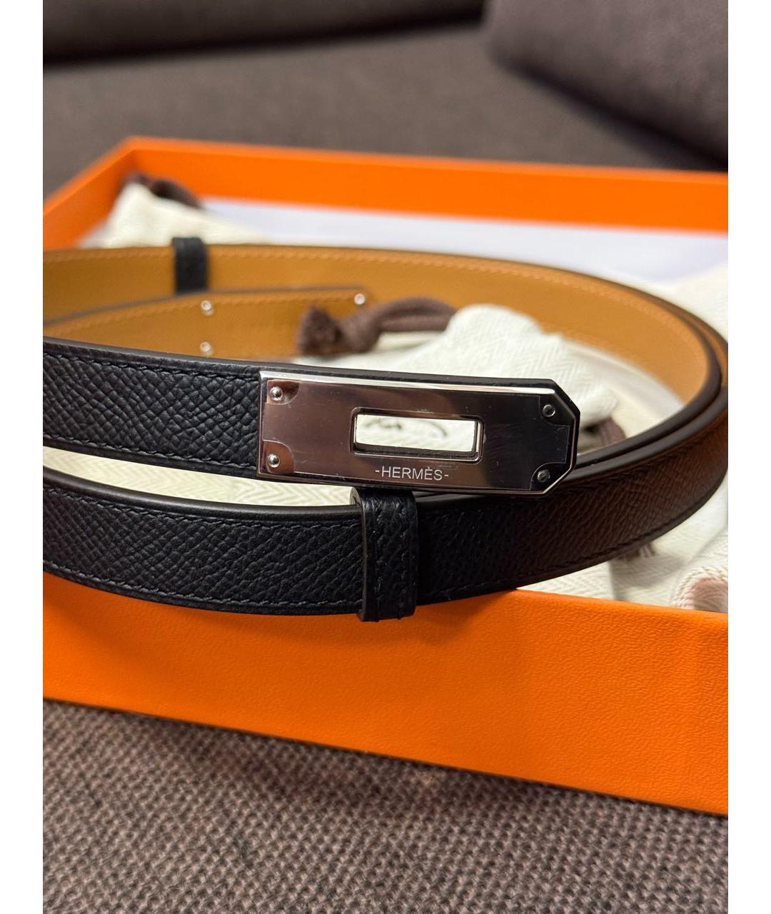 HERMES Черный кожаный ремень, фото 3