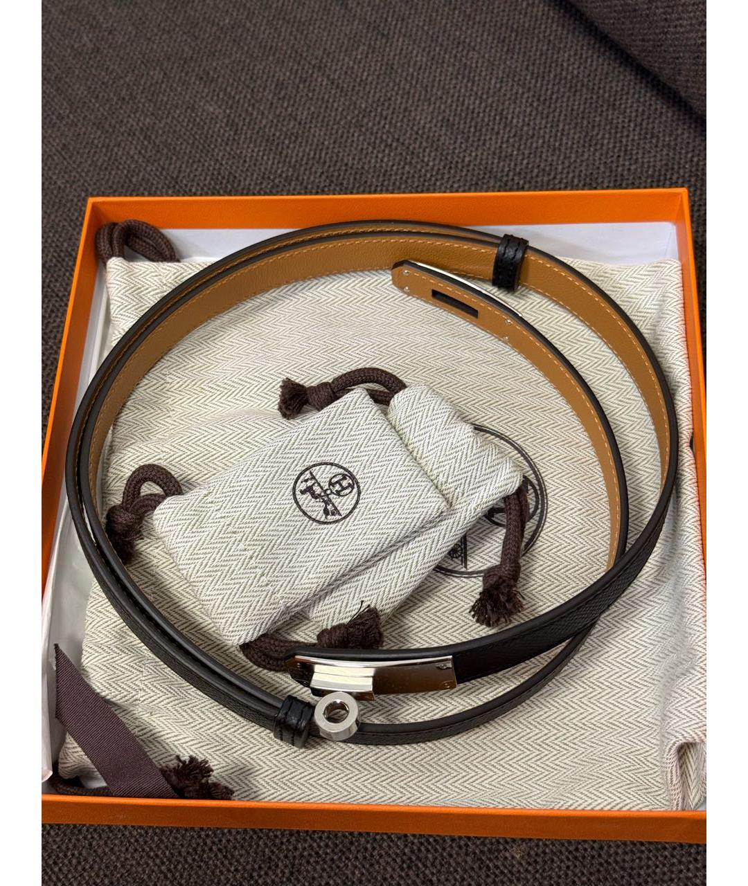 HERMES Черный кожаный ремень, фото 2