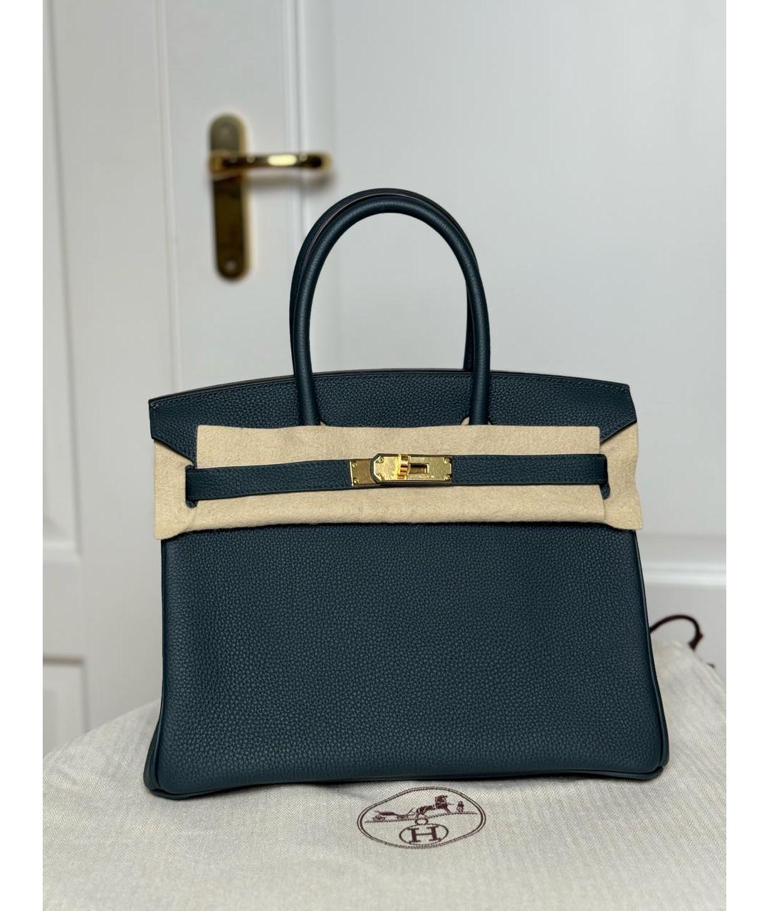 HERMES Зеленая кожаная сумка с короткими ручками, фото 7