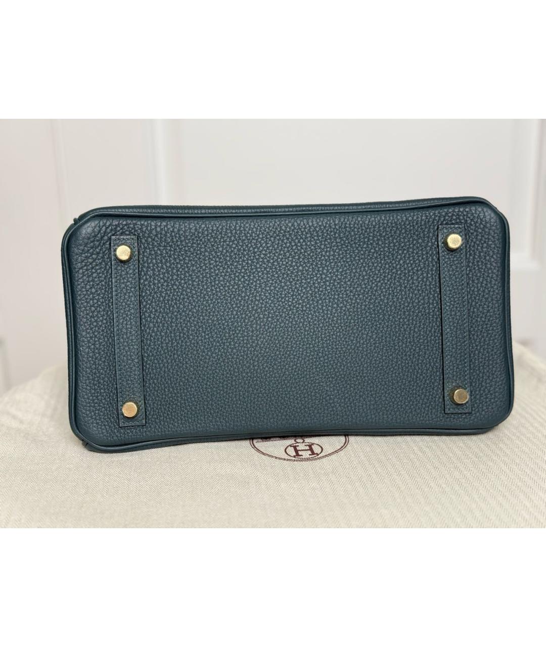 HERMES Зеленая кожаная сумка с короткими ручками, фото 5