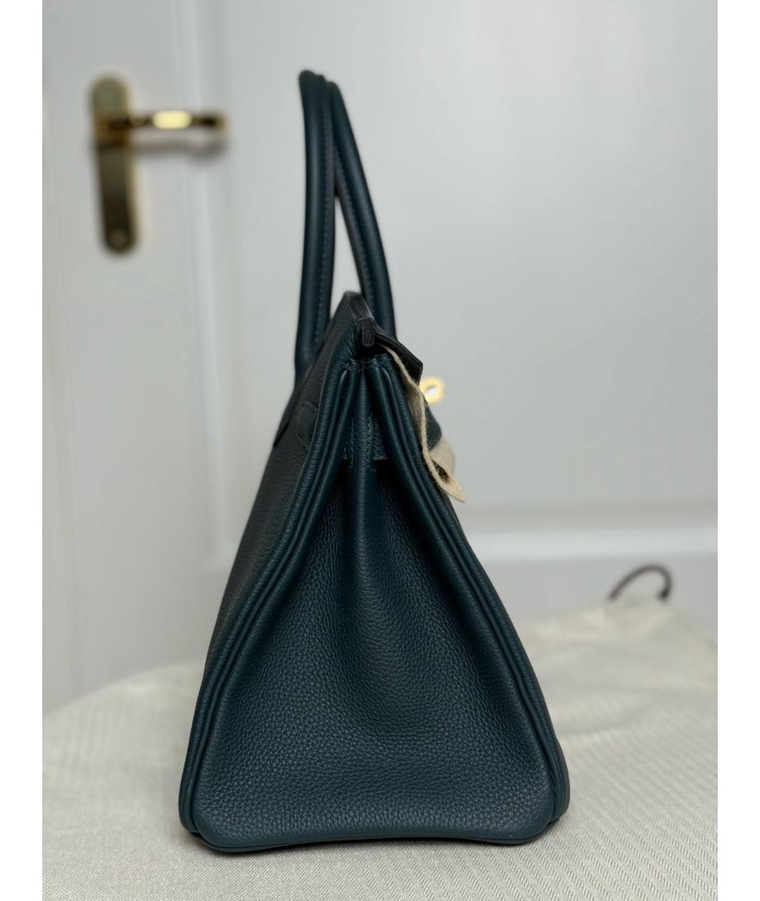 HERMES Зеленая кожаная сумка с короткими ручками, фото 2