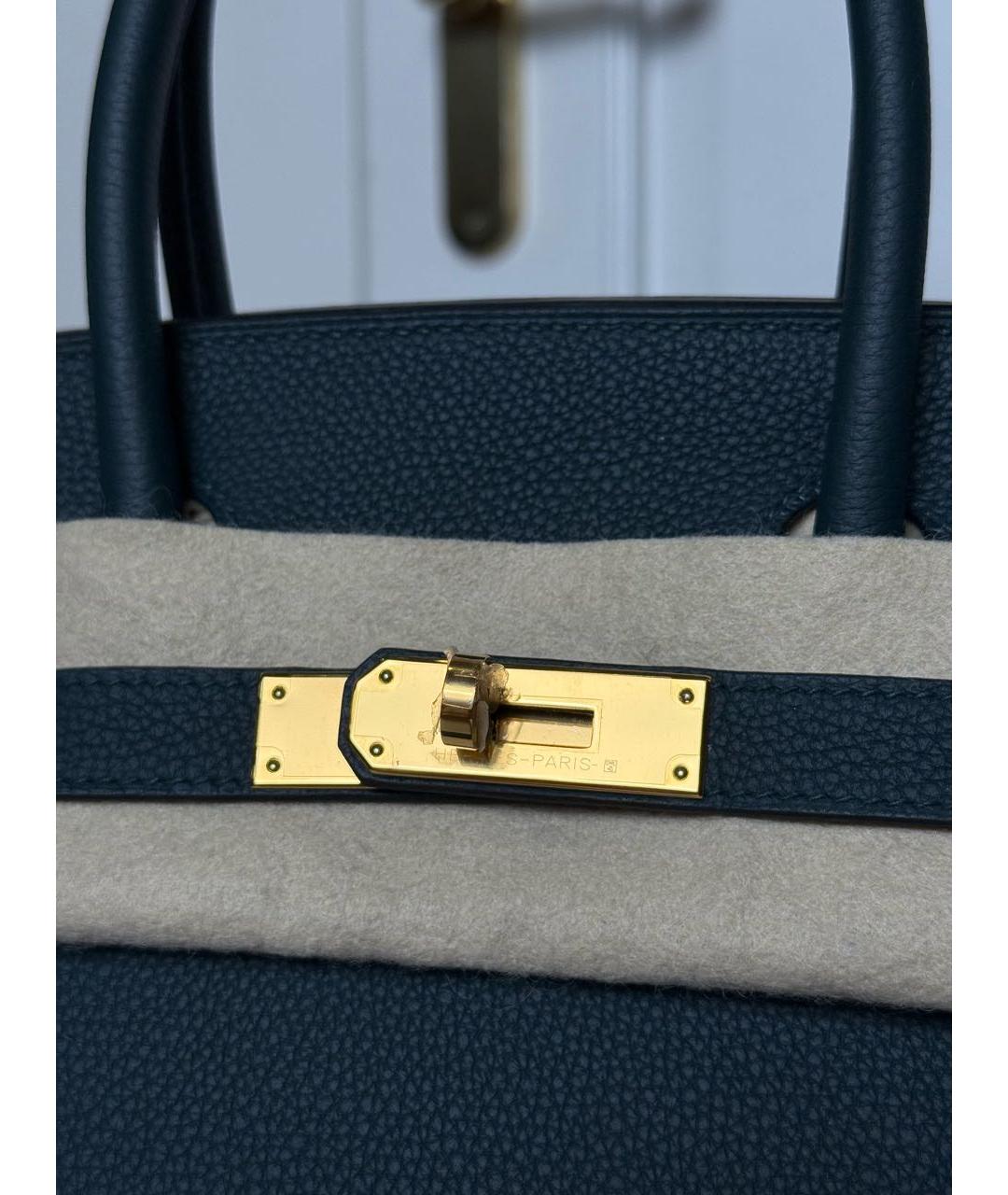 HERMES Зеленая кожаная сумка с короткими ручками, фото 6