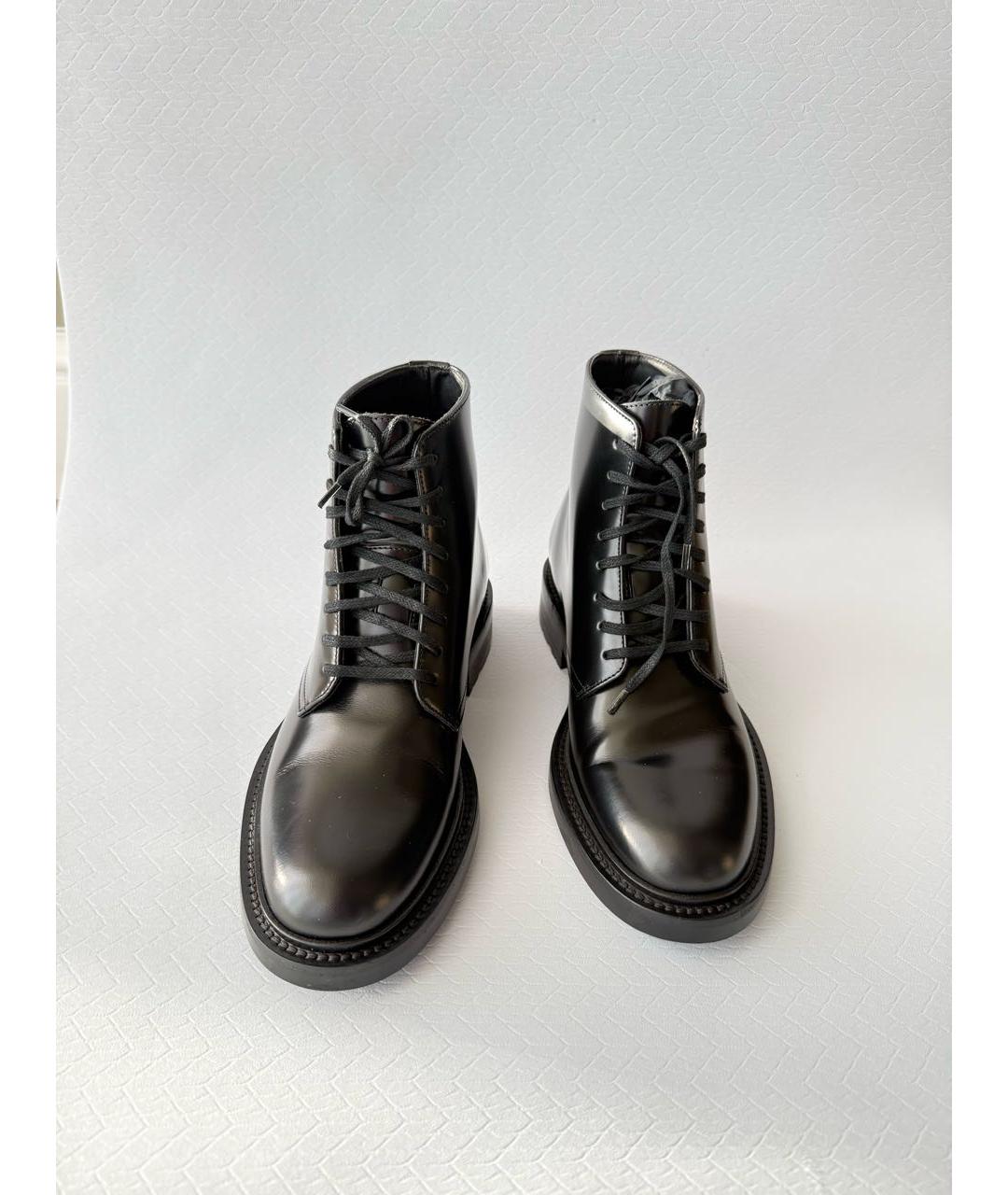 SAINT LAURENT Черные кожаные ботинки, фото 2