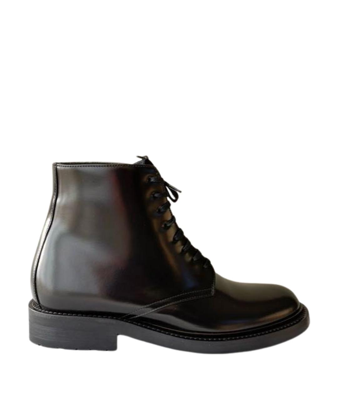 SAINT LAURENT Черные кожаные ботинки, фото 1