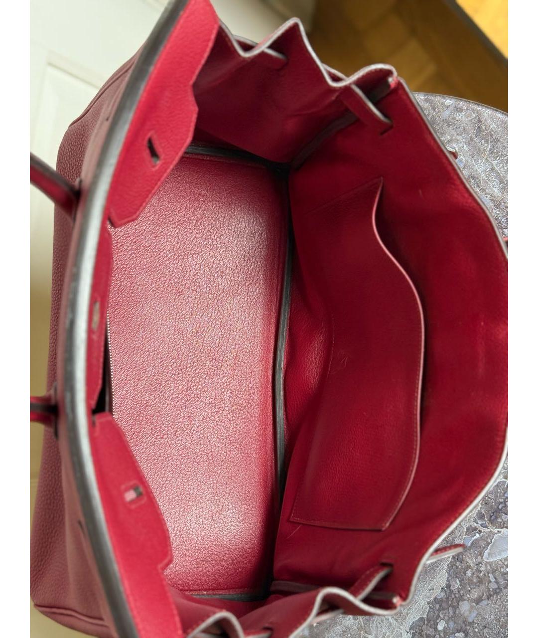 HERMES Бордовая кожаная сумка с короткими ручками, фото 4