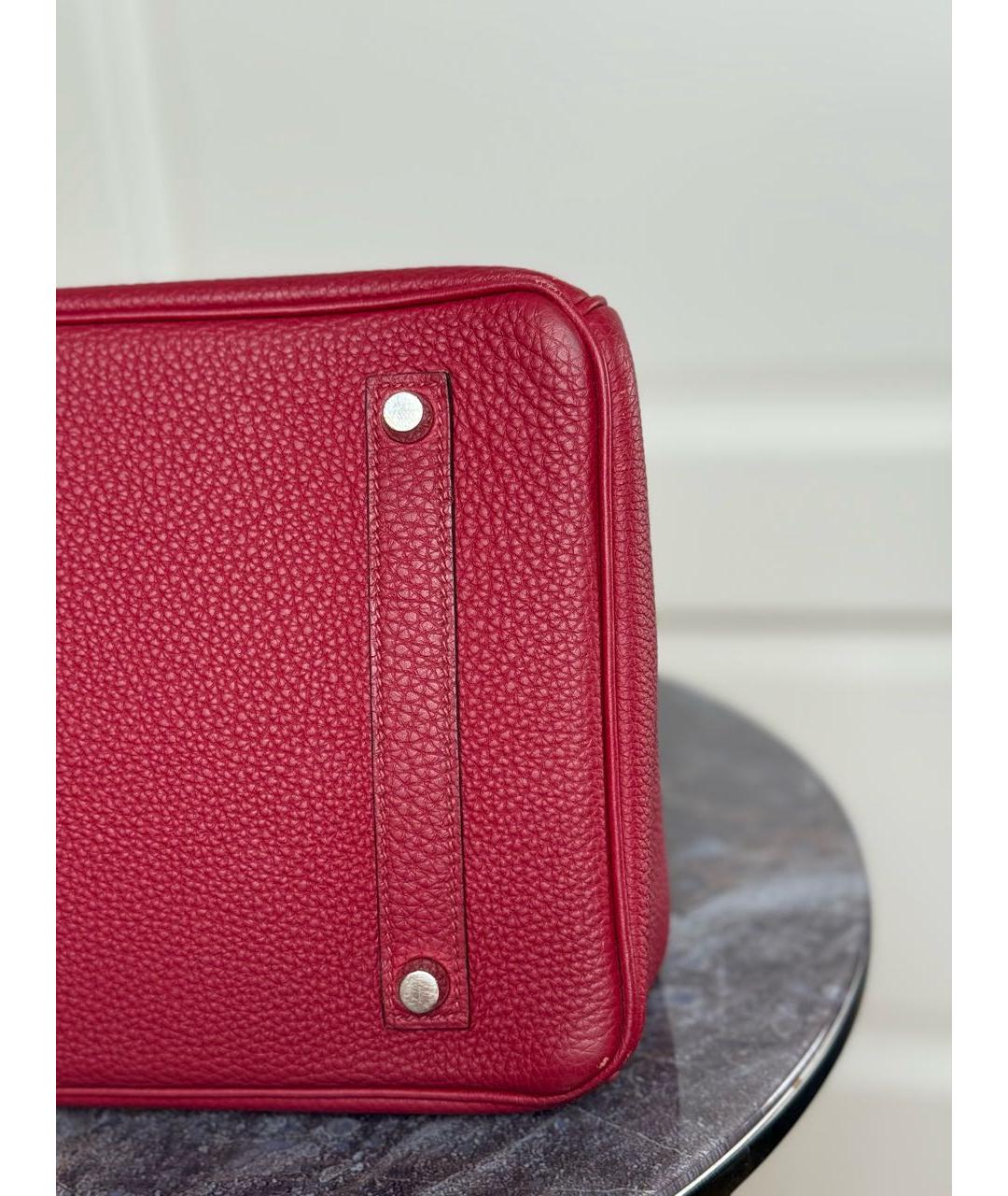 HERMES Бордовая кожаная сумка с короткими ручками, фото 6