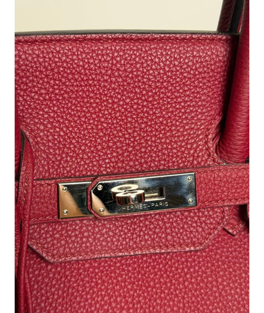 HERMES Бордовая кожаная сумка с короткими ручками, фото 5