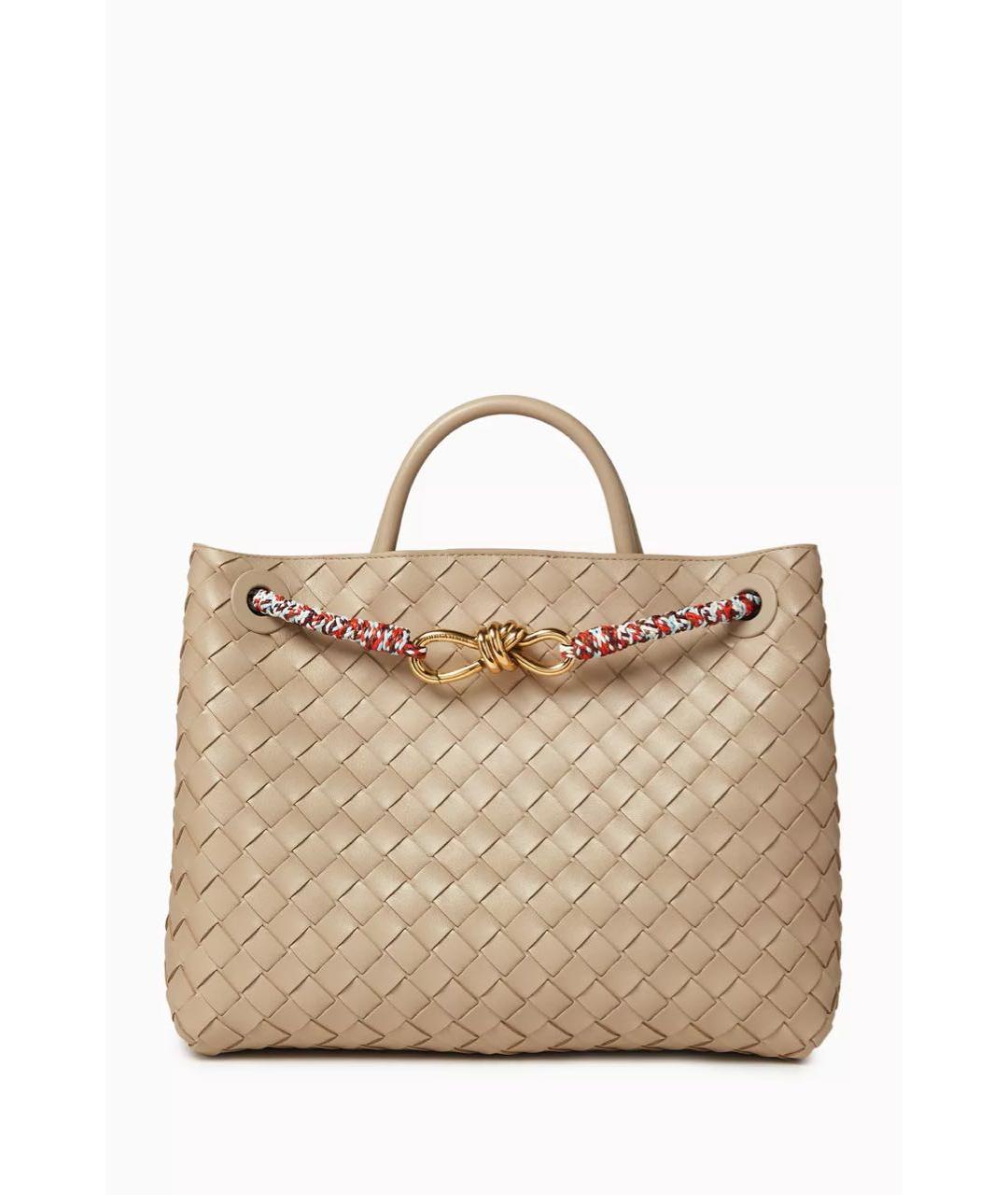 BOTTEGA VENETA Бежевая кожаная сумка с короткими ручками, фото 7