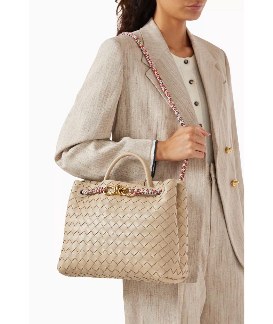 BOTTEGA VENETA Бежевая кожаная сумка с короткими ручками, фото 2