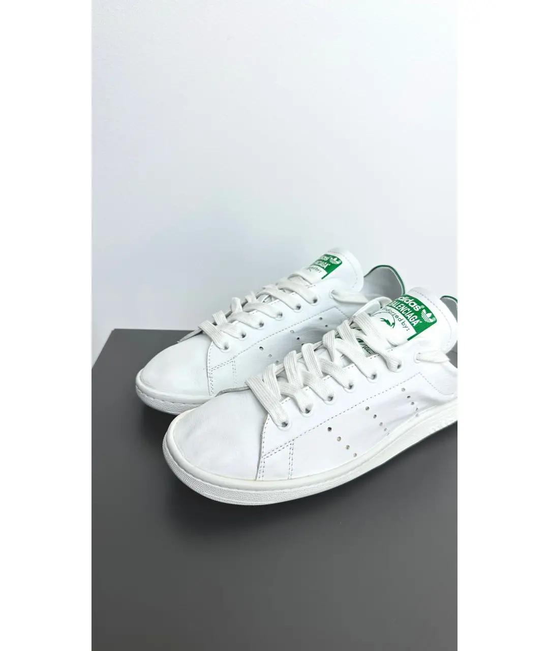 BALENCIAGA Белые кожаные низкие кроссовки / кеды, фото 4