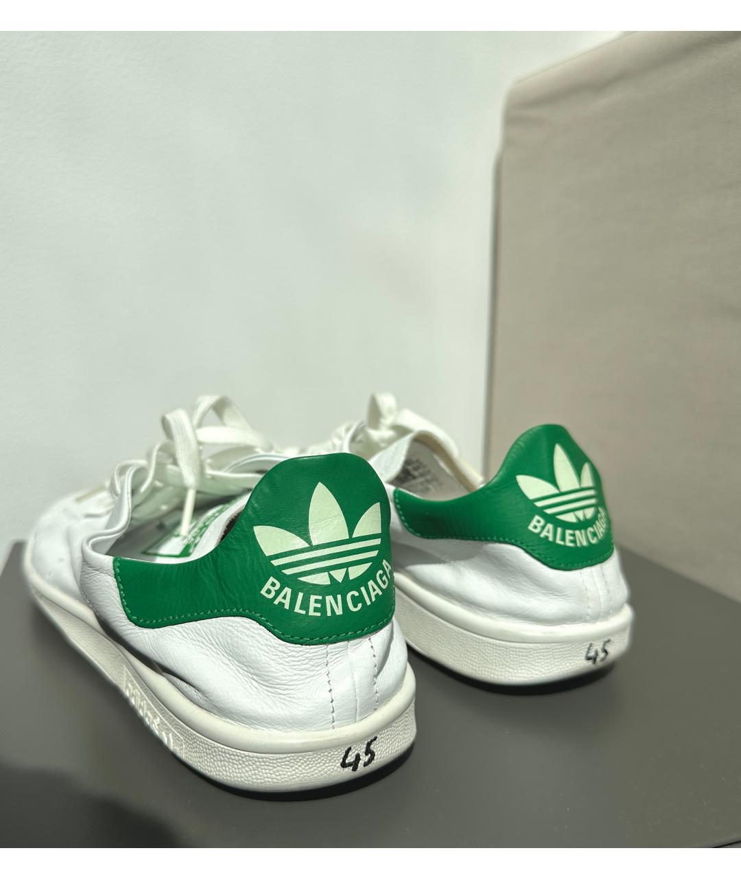 BALENCIAGA Белые кожаные низкие кроссовки / кеды, фото 7