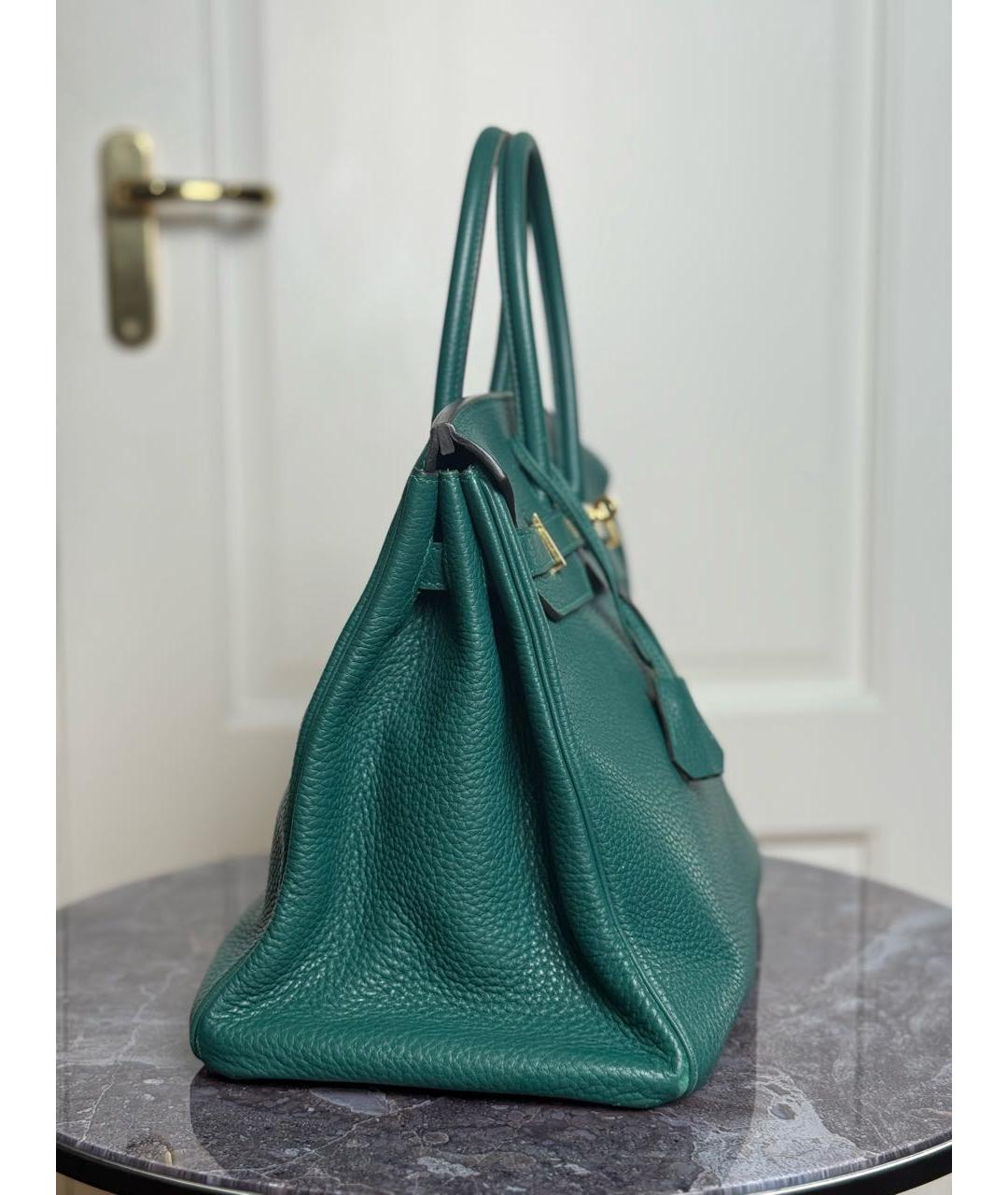 HERMES Зеленая кожаная сумка с короткими ручками, фото 2