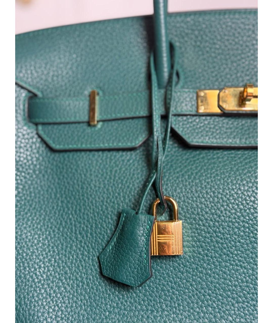 HERMES Зеленая кожаная сумка с короткими ручками, фото 8