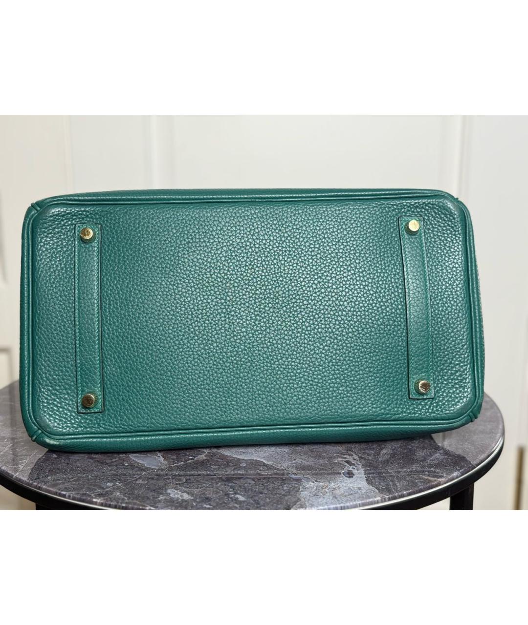 HERMES Зеленая кожаная сумка с короткими ручками, фото 5
