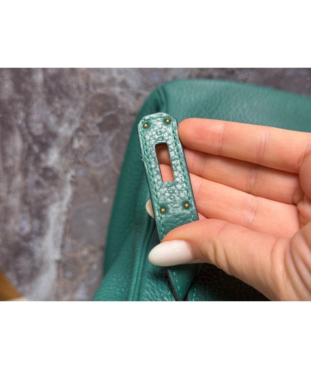 HERMES Зеленая кожаная сумка с короткими ручками, фото 7