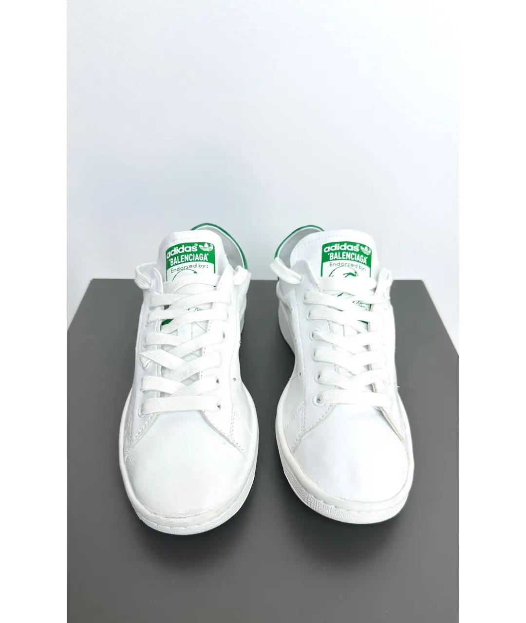 BALENCIAGA Белые кожаные низкие кроссовки / кеды, фото 4