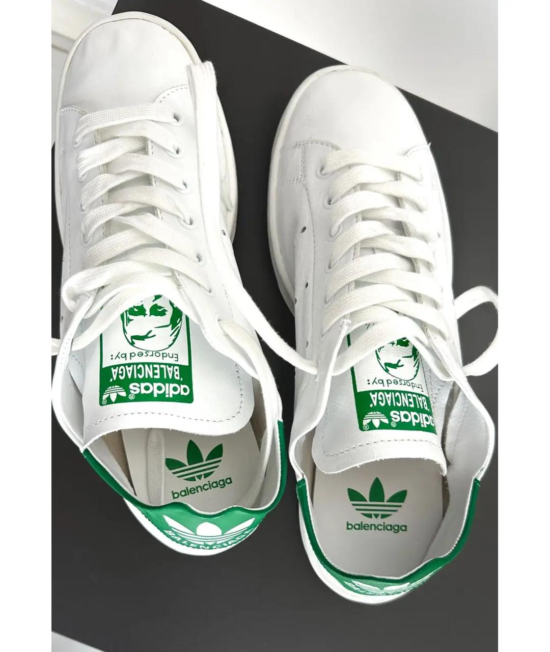 BALENCIAGA Белые кожаные низкие кроссовки / кеды, фото 3