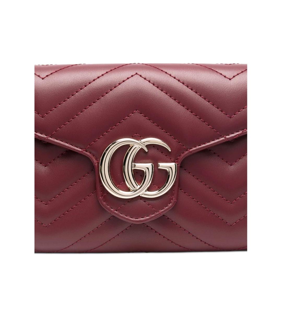 GUCCI Бордовая кожаная сумка через плечо, фото 5