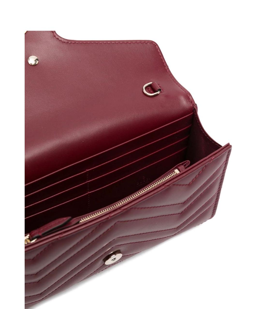 GUCCI Бордовая кожаная сумка через плечо, фото 4