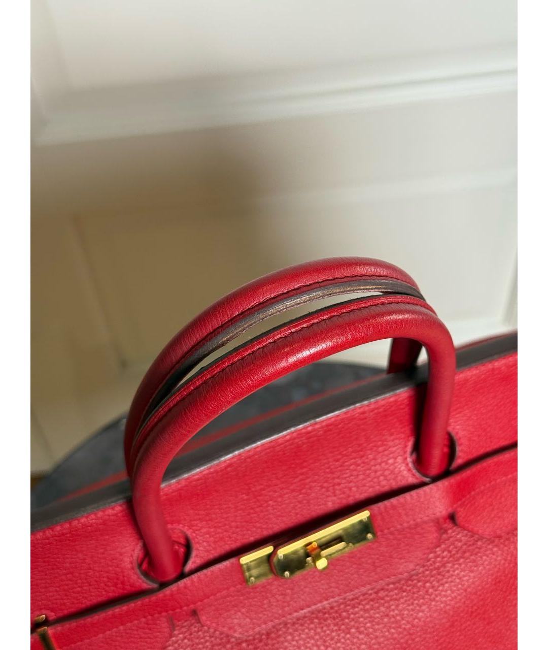 HERMES Красная кожаная сумка с короткими ручками, фото 8