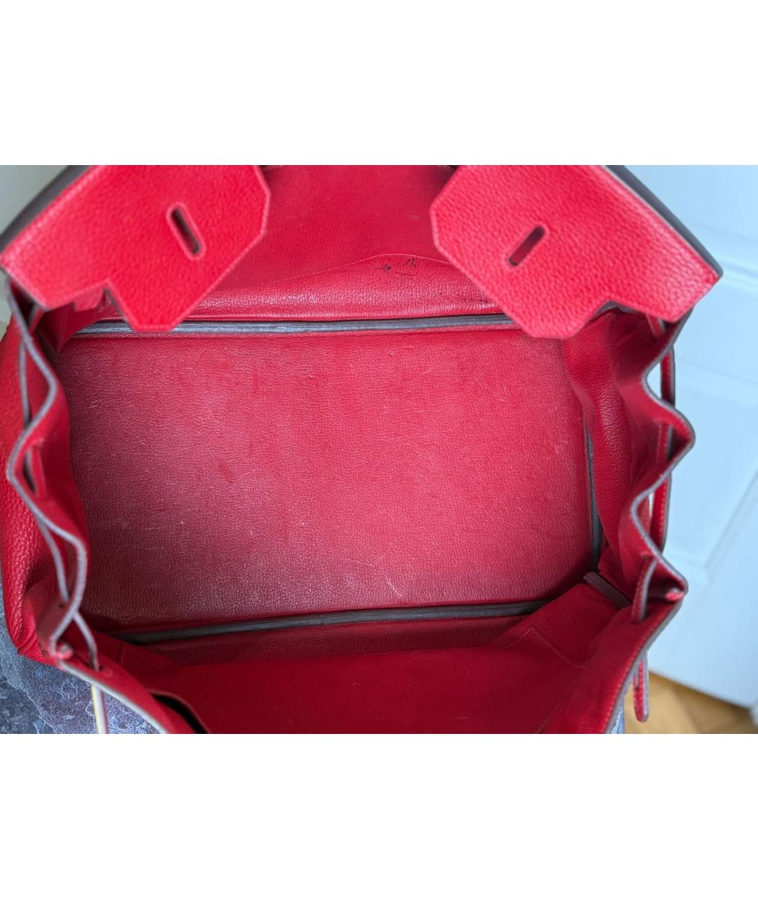 HERMES Красная кожаная сумка с короткими ручками, фото 4